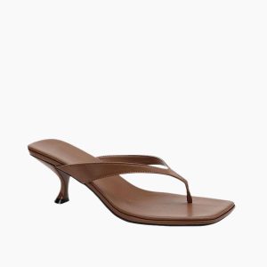 Minimalist Slip-On Kitten Heel Thong Sandals