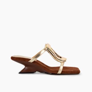 Metal Square Buckle Open Toe Heeled Sandals