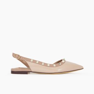 Pointed Toe Studded Slingback Flat Sandals