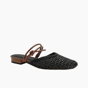 Woven Knotted Strap Block Heel Slip-On Sandals