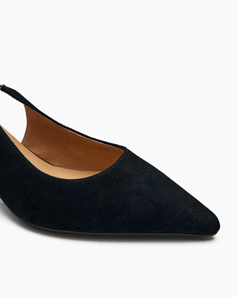 Suede Rhinestone Decor Kitten Heeled Sandals - Image 13