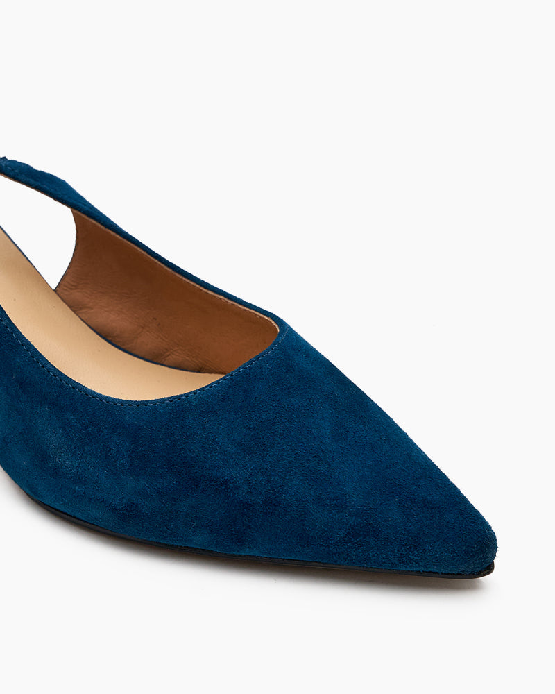 Suede Rhinestone Decor Kitten Heeled Sandals - Image 2