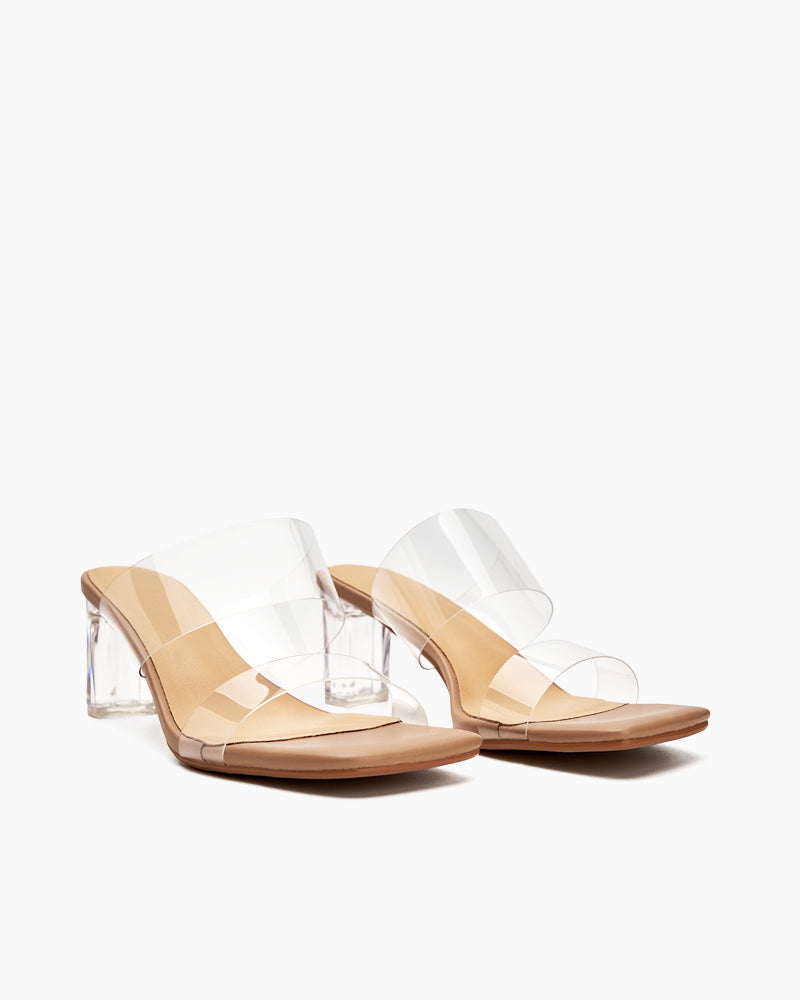 Transparent Chunky Backless Open Toe Heels - Image 5