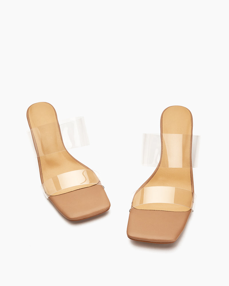 Transparent Chunky Backless Open Toe Heels - Image 4