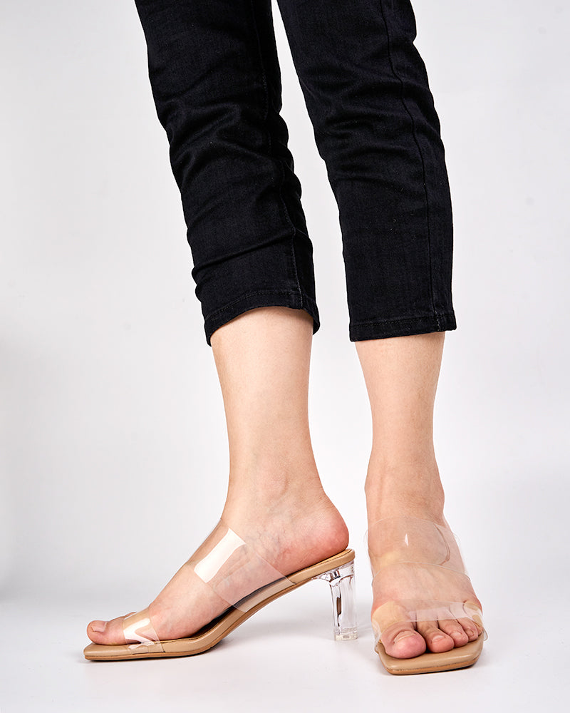 Transparent Chunky Backless Open Toe Heels - Image 7