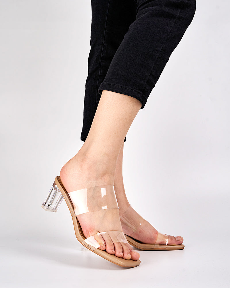 Transparent Chunky Backless Open Toe Heels - Image 8