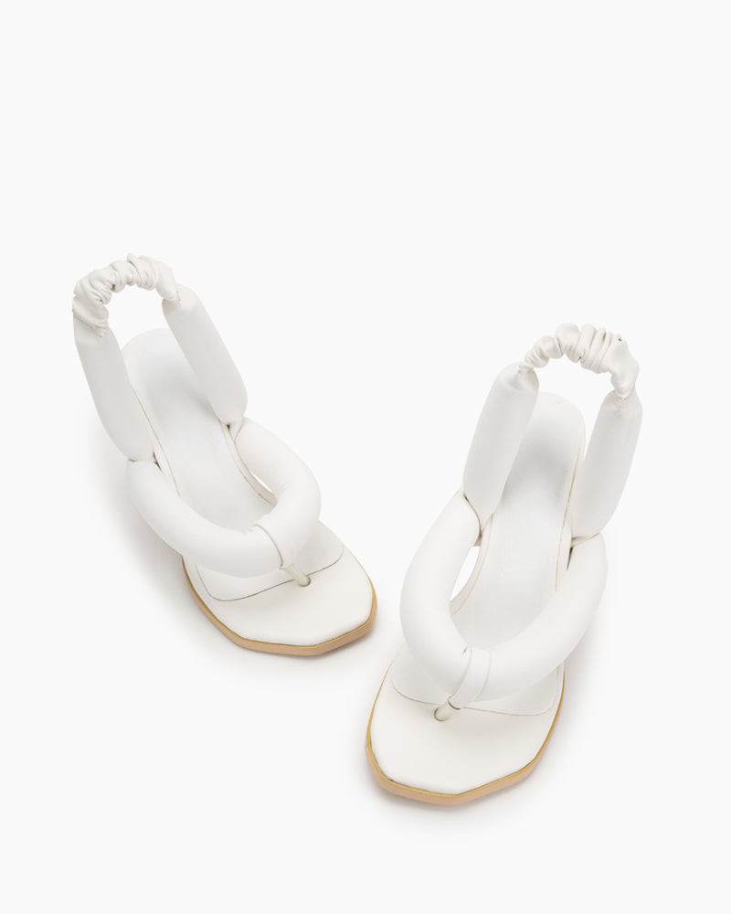 Love Design Chunky Block High Heel Elastic Strap Thong Sandals - Image 17