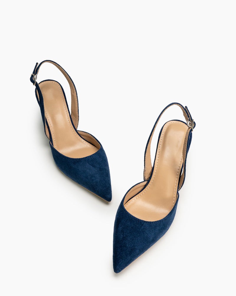 Mid Heel Minimalist Suede Pointed Toe Pumps - Image 8