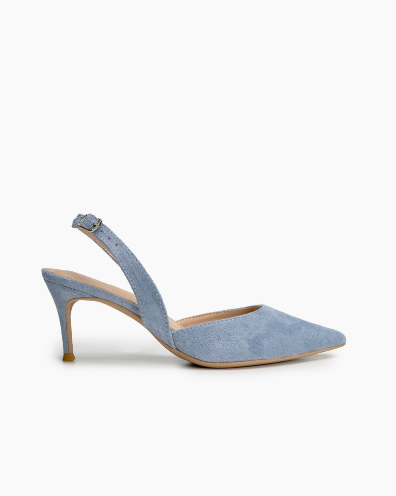 Mid Heel Minimalist Suede Pointed Toe Pumps - Image 13