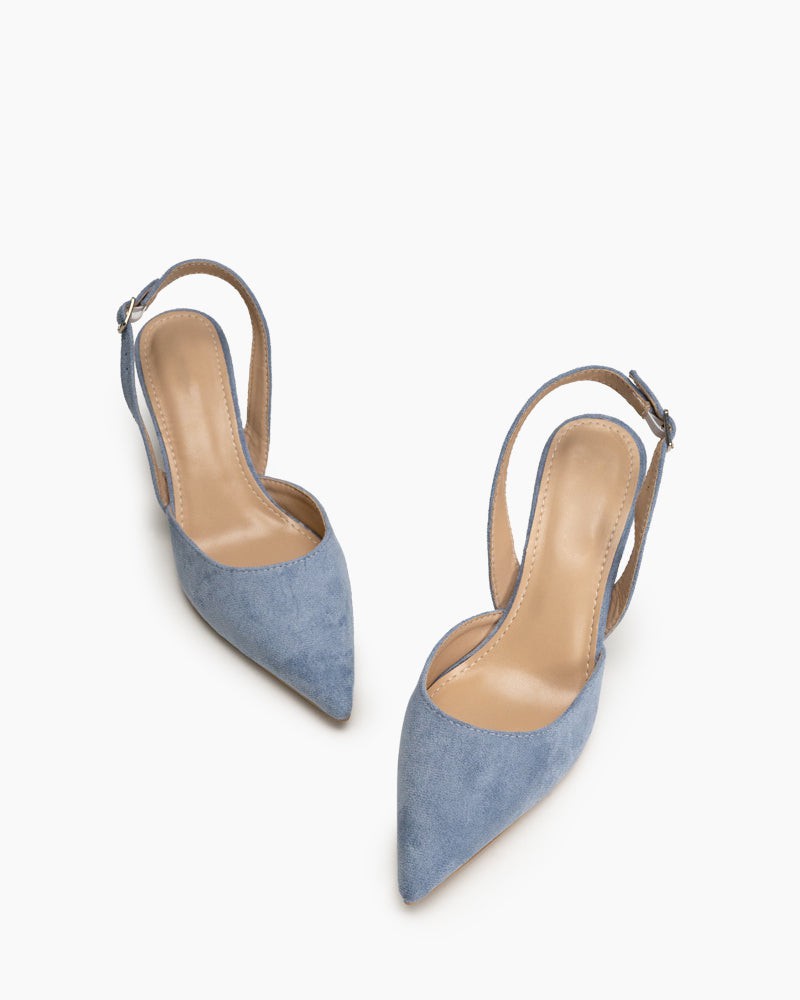 Mid Heel Minimalist Suede Pointed Toe Pumps - Image 14