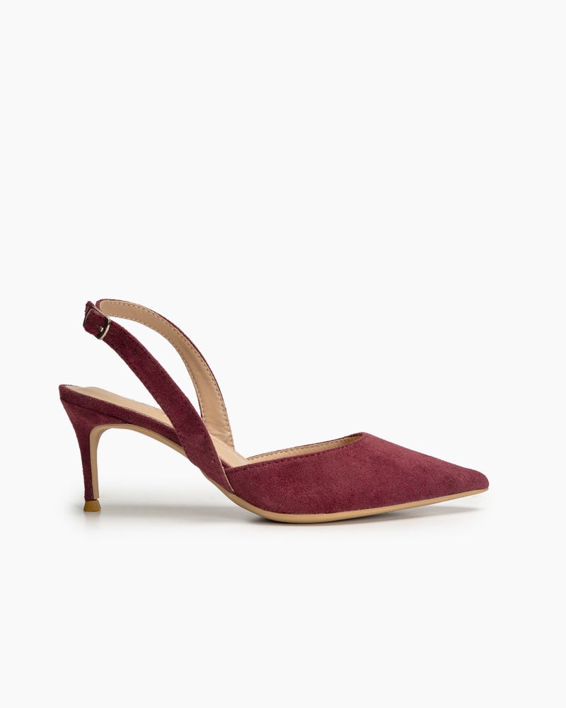 Mid Heel Minimalist Suede Pointed Toe Pumps - Image 37
