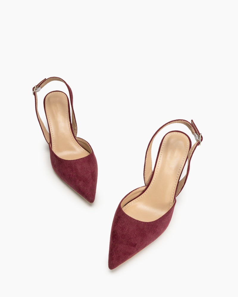 Mid Heel Minimalist Suede Pointed Toe Pumps - Image 38