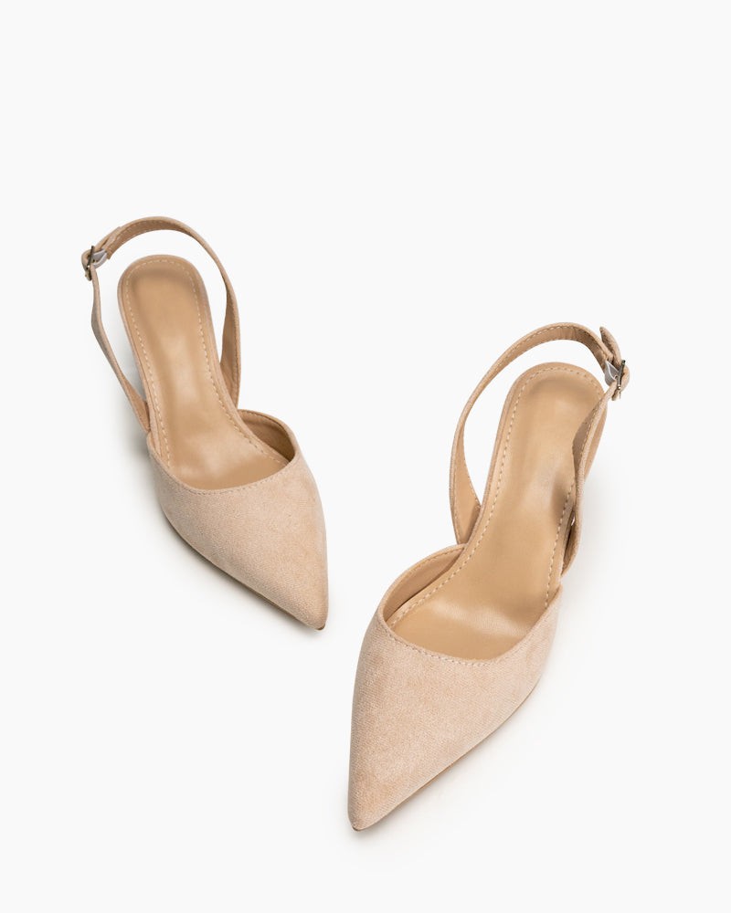 Mid Heel Minimalist Suede Pointed Toe Pumps - Image 20