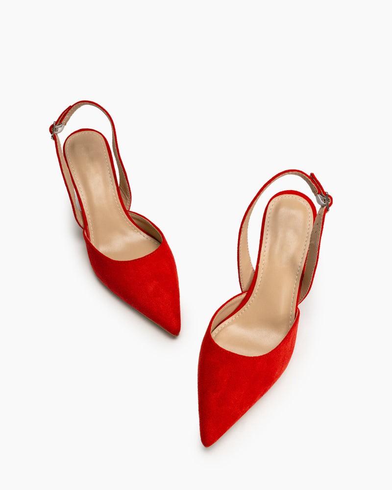 Mid Heel Minimalist Suede Pointed Toe Pumps - Image 44