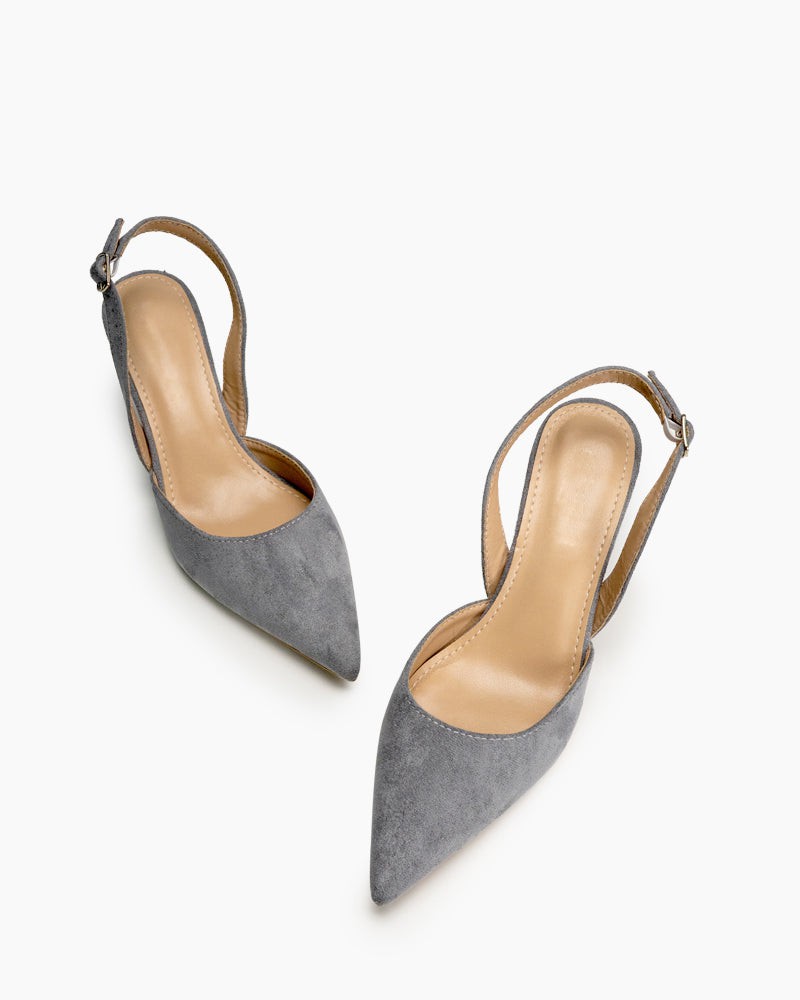 Mid Heel Minimalist Suede Pointed Toe Pumps - Image 26