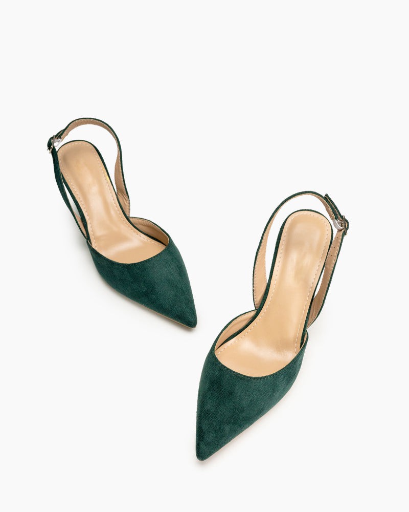 Mid Heel Minimalist Suede Pointed Toe Pumps - Image 32