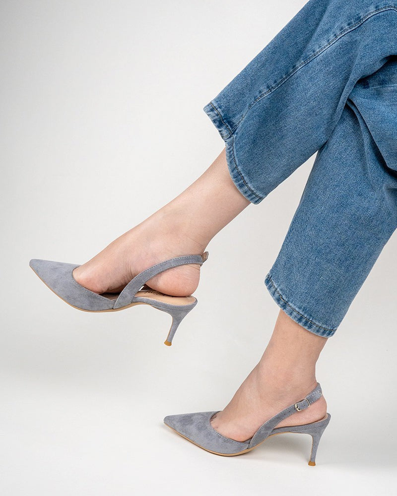 Mid Heel Minimalist Suede Pointed Toe Pumps - Image 27