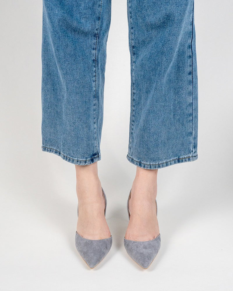 Mid Heel Minimalist Suede Pointed Toe Pumps - Image 28