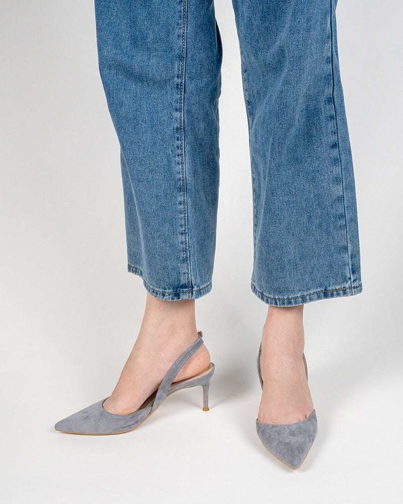 Mid Heel Minimalist Suede Pointed Toe Pumps - Image 29