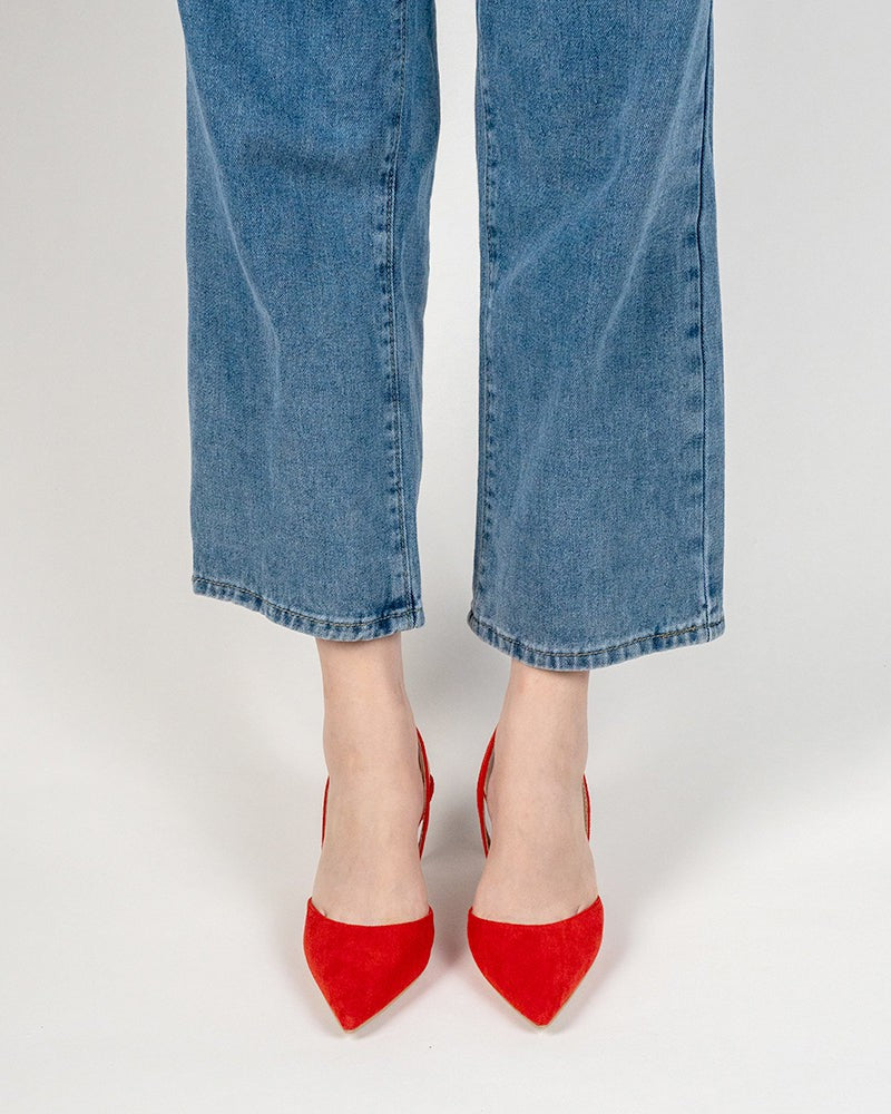 Mid Heel Minimalist Suede Pointed Toe Pumps - Image 45