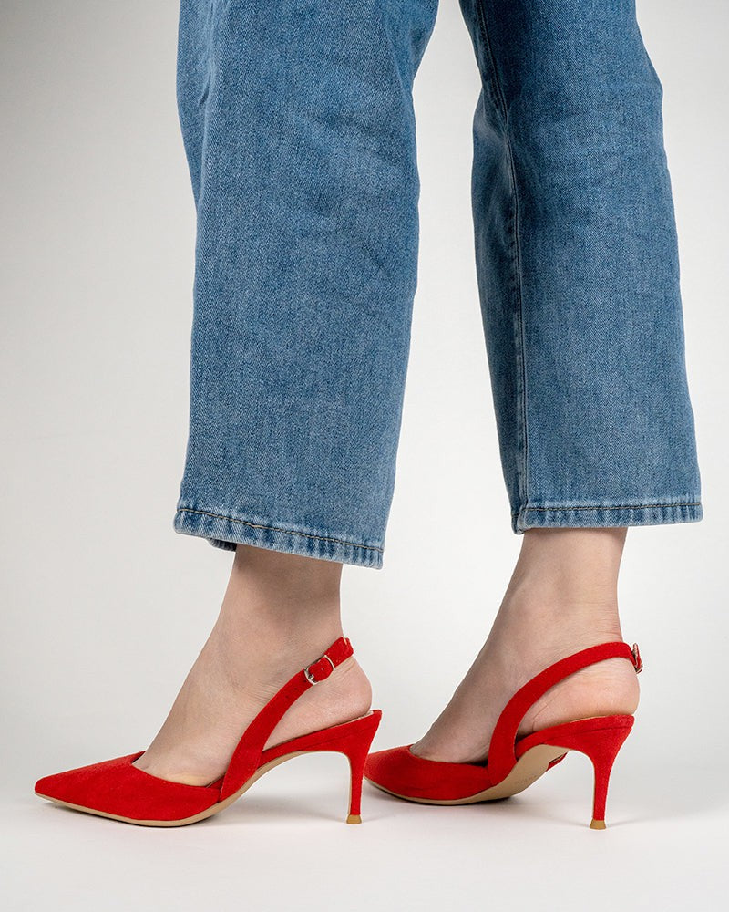 Mid Heel Minimalist Suede Pointed Toe Pumps - Image 47