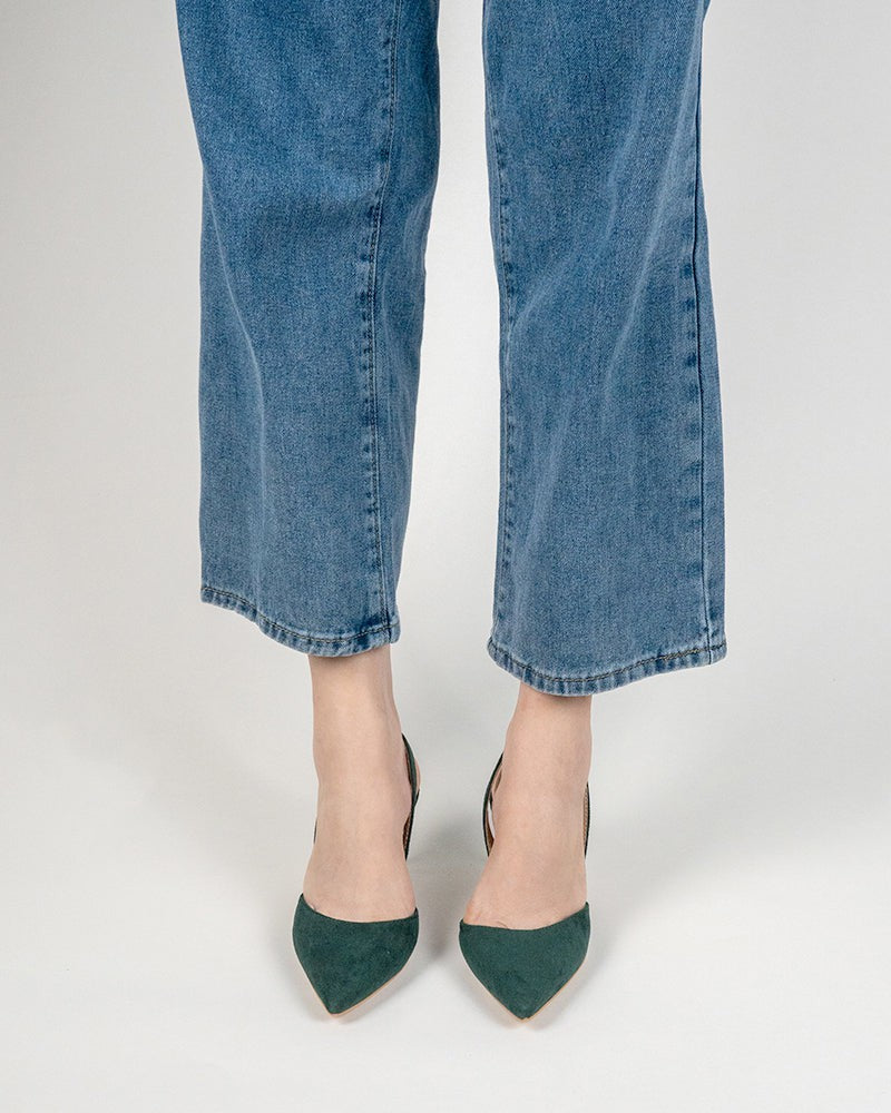 Mid Heel Minimalist Suede Pointed Toe Pumps - Image 34