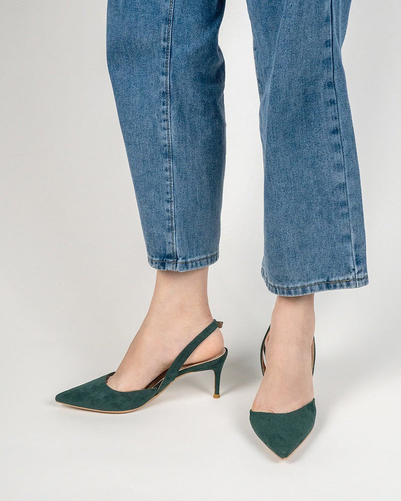 Mid Heel Minimalist Suede Pointed Toe Pumps - Image 36