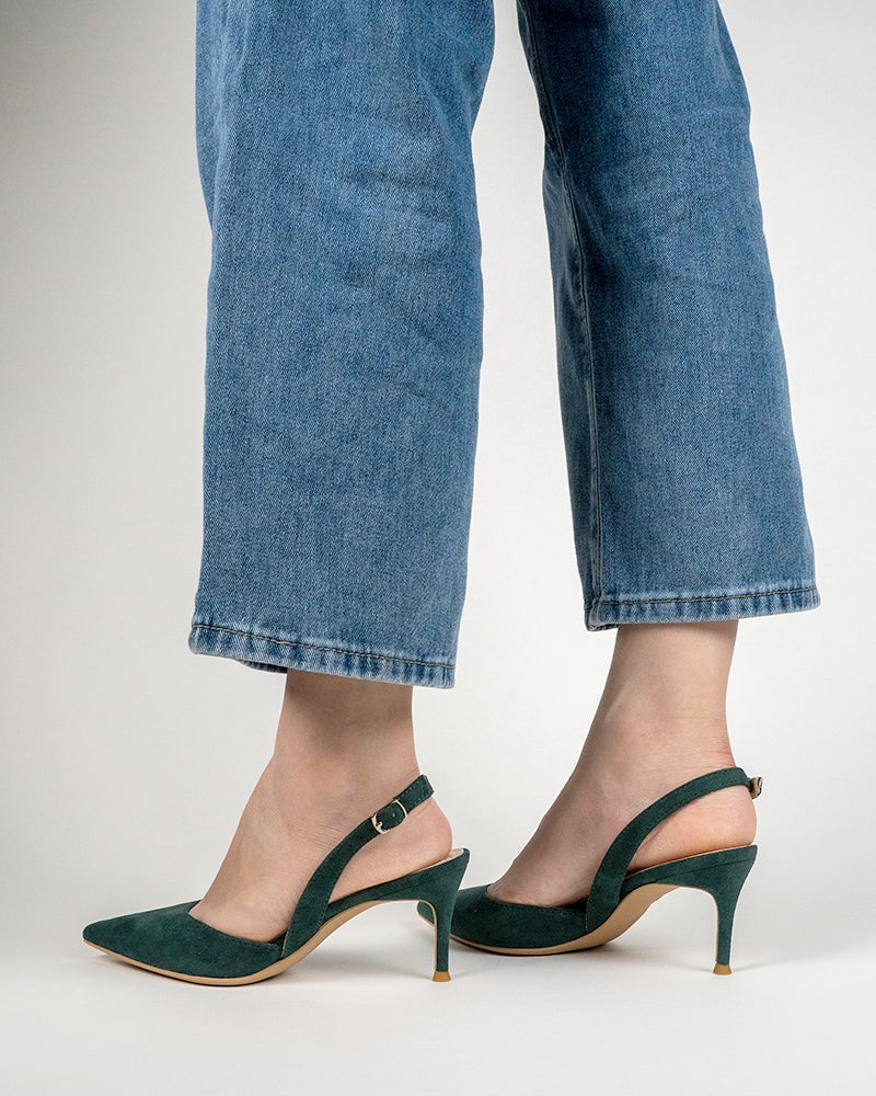 Mid Heel Minimalist Suede Pointed Toe Pumps - Image 35