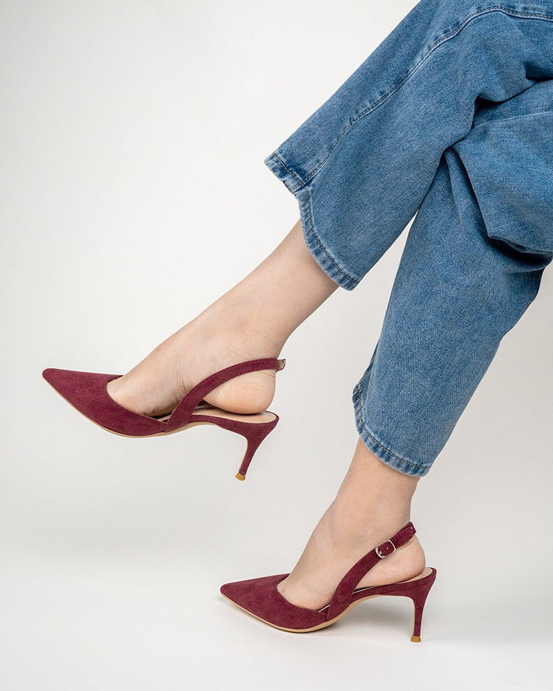 Mid Heel Minimalist Suede Pointed Toe Pumps - Image 39