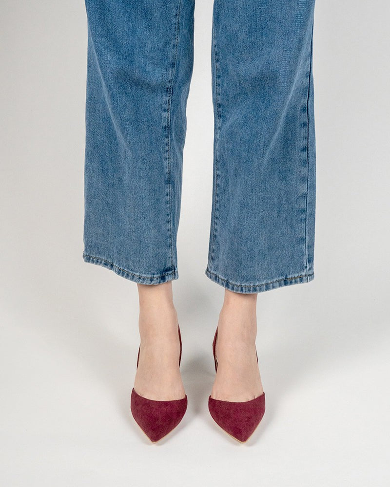 Mid Heel Minimalist Suede Pointed Toe Pumps - Image 40