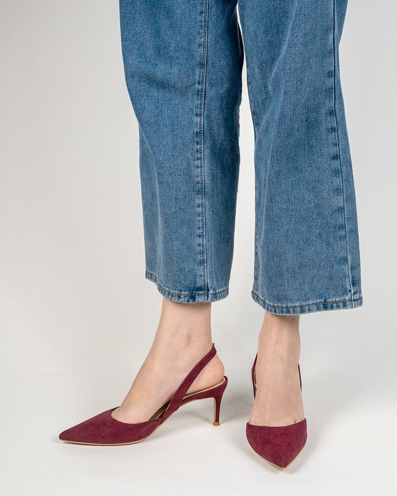 Mid Heel Minimalist Suede Pointed Toe Pumps - Image 41