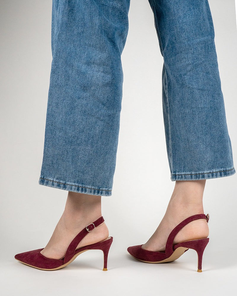 Mid Heel Minimalist Suede Pointed Toe Pumps - Image 42