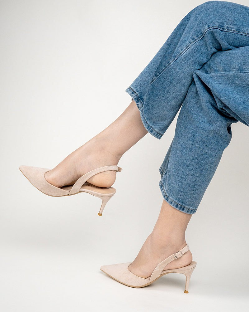 Mid Heel Minimalist Suede Pointed Toe Pumps - Image 21