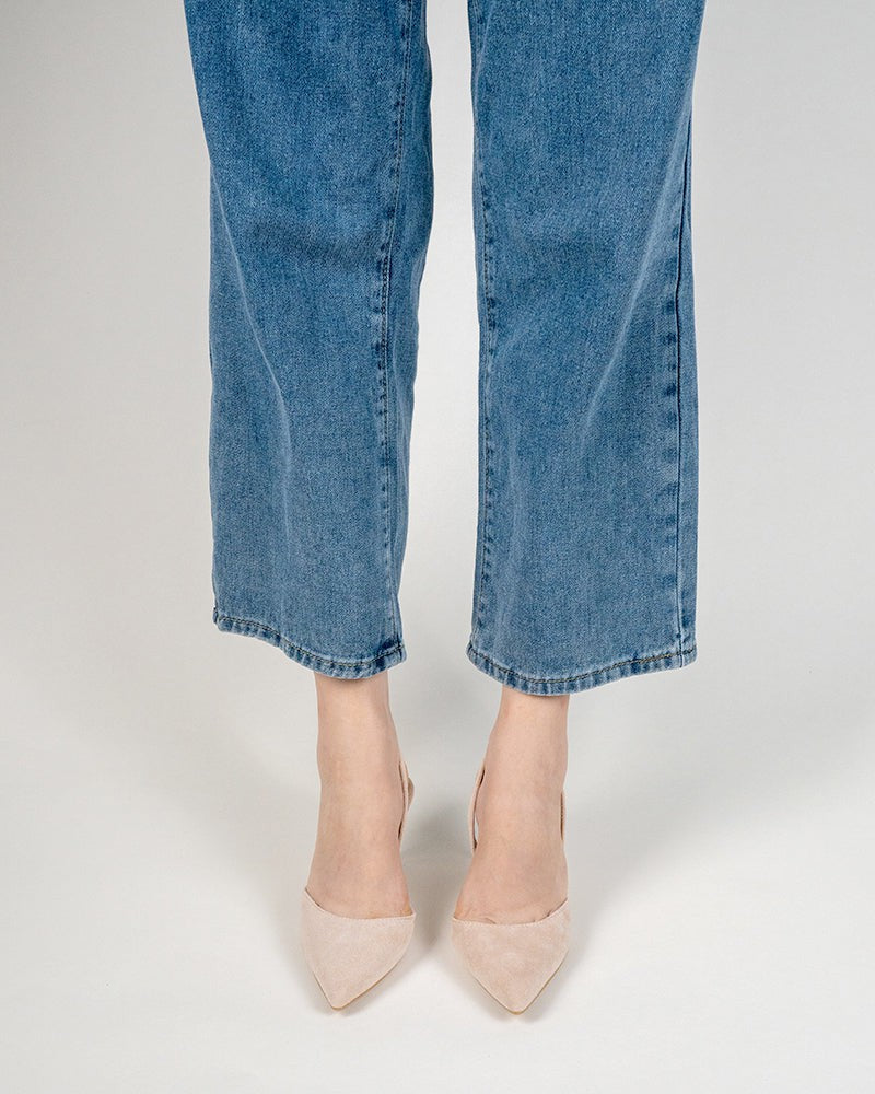 Mid Heel Minimalist Suede Pointed Toe Pumps - Image 22