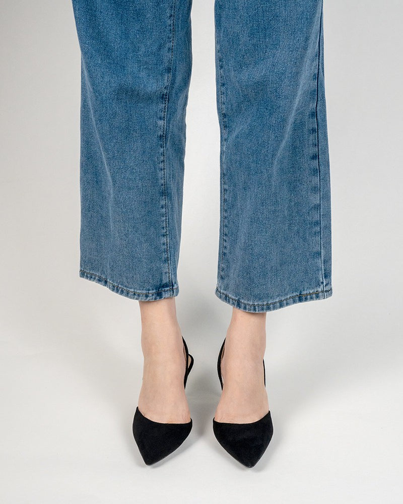 Mid Heel Minimalist Suede Pointed Toe Pumps - Image 4