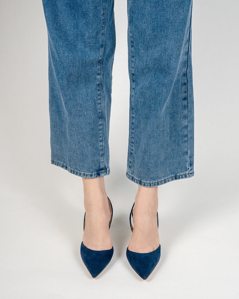 Mid Heel Minimalist Suede Pointed Toe Pumps - Image 10