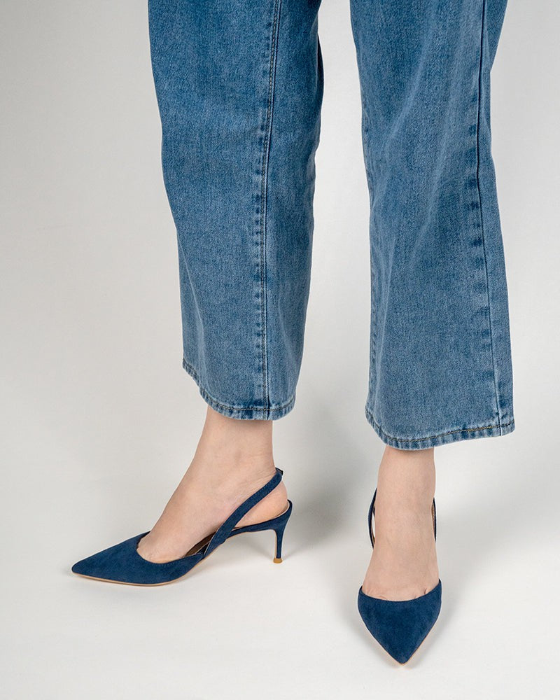 Mid Heel Minimalist Suede Pointed Toe Pumps - Image 11