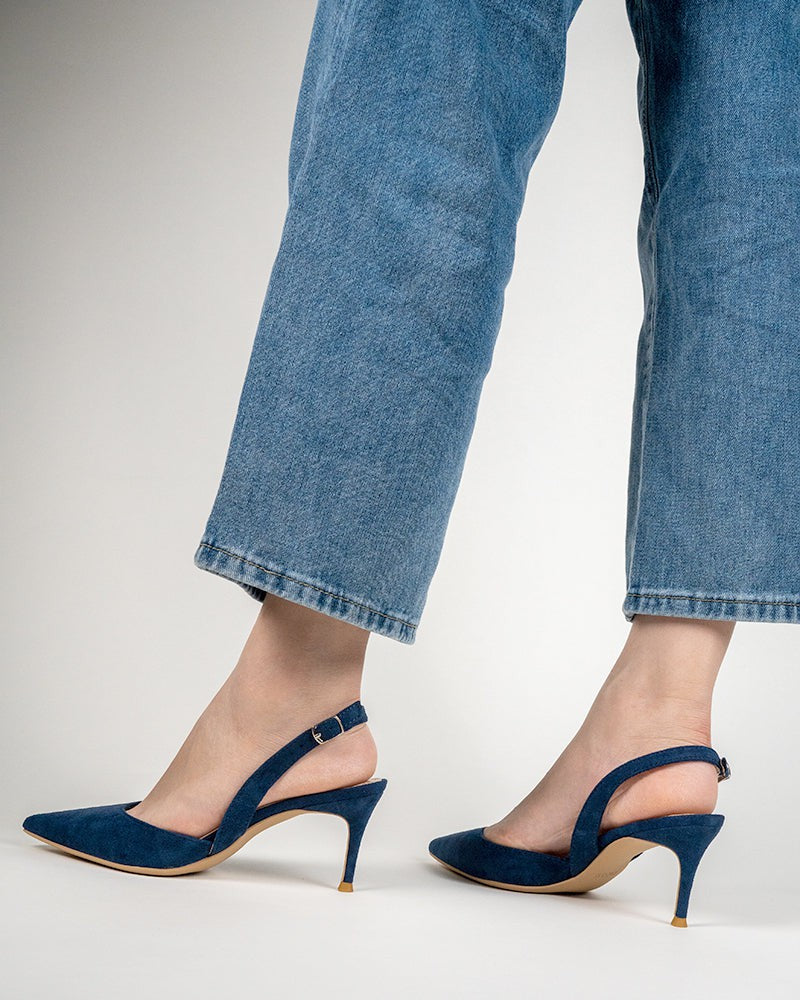 Mid Heel Minimalist Suede Pointed Toe Pumps - Image 12