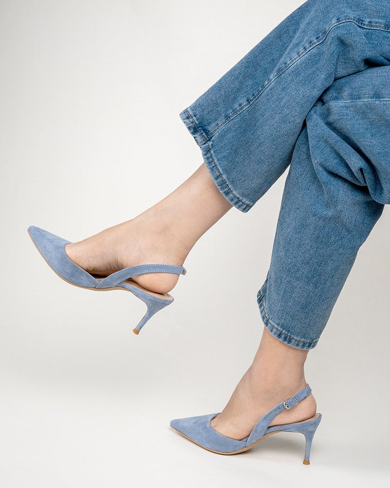 Mid Heel Minimalist Suede Pointed Toe Pumps - Image 15