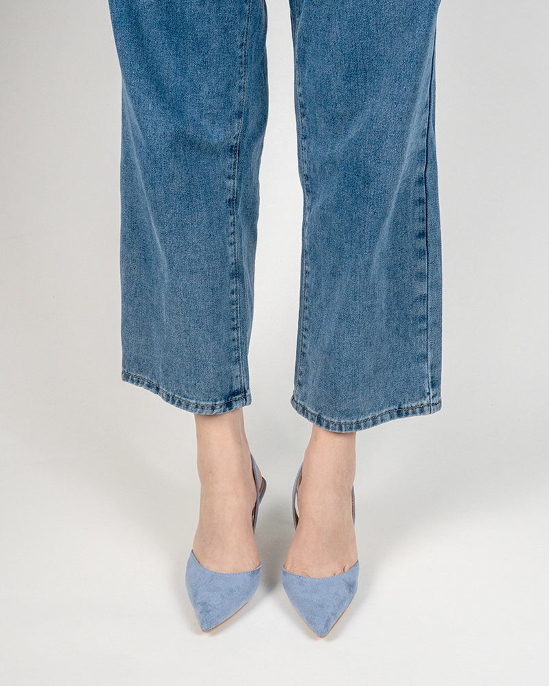 Mid Heel Minimalist Suede Pointed Toe Pumps - Image 16