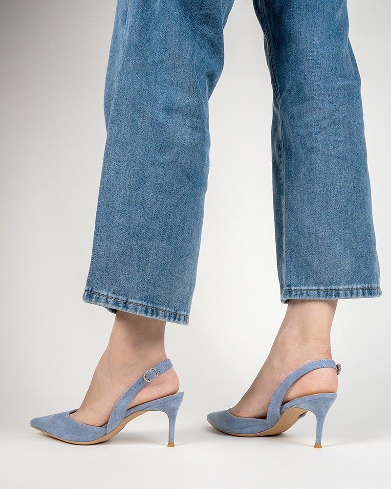 Mid Heel Minimalist Suede Pointed Toe Pumps - Image 18